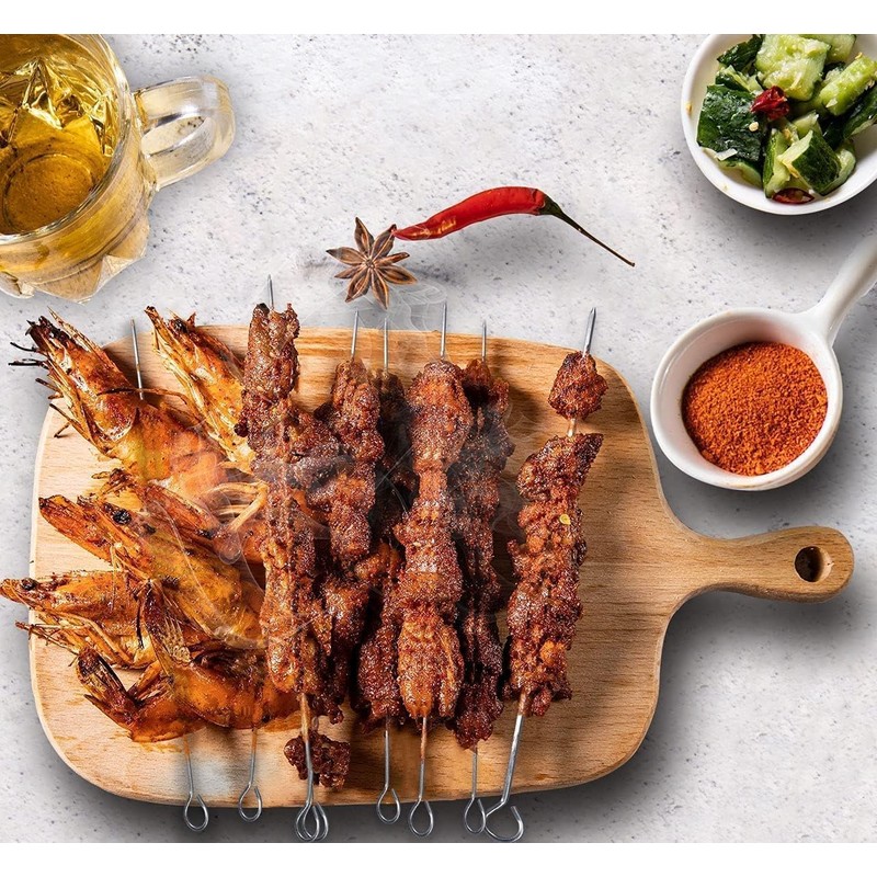 30 Pieces Stainless Steel Roulade Needles, 20 cm Barbecue Skewers,