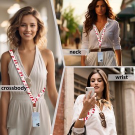 Lfpkixise Phone Lanyard Wrist Strap Crossbody Adjustable, Cell Phone Lanyard for Around The Neck Shoulder Wristlet Strap, Pink Chrries, Long