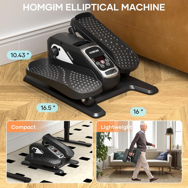 HOMGIM Under Desk Elliptical Machine - Quiet Motorized Leg Exerciser