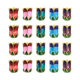Pandahall 20Pcs Alloy Enamel Flower Bead Caps 11x8x2mm 5 Colors 5-Petal Floral Bead Caps Loose Beads Spacers for Jewelry Making, Hole: 2mm