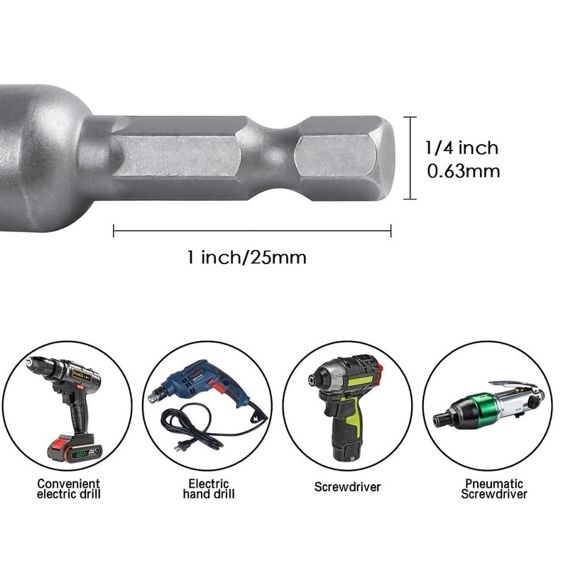 Fixinus 5 pieces 10 mm magnetic socket spanner set, 1/4