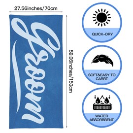 2 Pieces Bride Beach Towel Bride and Groom Beach Towel 27.6 x 59.1 Inch Honeymoon Bride Gifts Set Sand Free Microfiber Pool Beach Towel Blanket Accessories Bachelorette Yoga Mat for Party
