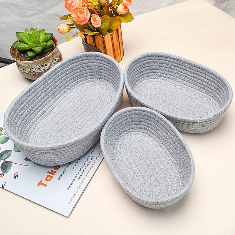 Vivi Bakie Storage Basket 3-Piece Set Cotton Rope Stackable Braided