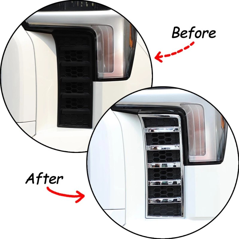 MXtech-23 Chrome Front Headlights Grille Vent Trim Cover Frame for