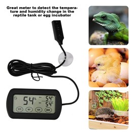 Thermometer Hygrometer Monitor Gauge, Reptile Amphibian Tank Thermometer Hygrometer with Remote Probes Egg Incubator Max Min Temperature Humidity LCD Display Digital