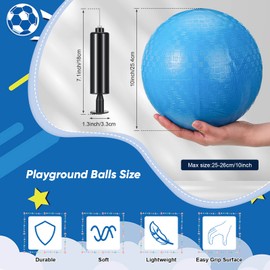 Hanaive 6 Pcs Playground Ball 10 Inch Kickballs Dodgeball Rubber Inflatable Dodgeball with Pump and Storage Bag, Bouncy Dodgeball Balls for Kids Adults Sports Outdoor Games and Activities (Blue)