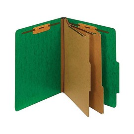 Staples Moisture-Resistant Classification Folders, Letter, 2 Partitions, Green, 10/Pack