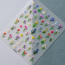 Flower Nail Stickers for Nail Art - Flowers Nail Art Stickers Summer Floral Leaf Plant 5D Embossed Nail Decals Self-Adhesive Nails Supply Manicure Sliders Flower Sticker for Women DIY