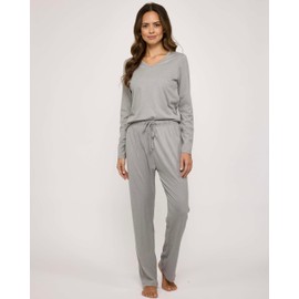 Real Essentials 3 Pack Pajamas For Women Set Loungewear Sets Womens Pajama Matching Sleep Pj Woman Pijamas De Mujer Cotton Tops Pants Pjs Long Sleeve Soft Ladies Knit Bottoms Jersey Shirts Pant