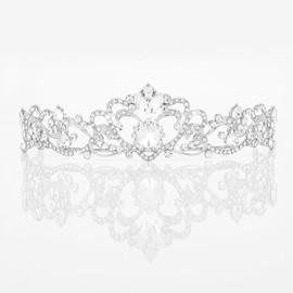 Ondder Silver Birthday Crown Tiara for Women & Girls Elegant Queen Crown for Quinceanera Princess Tiara Bridal Wedding Fairy Headpiece Birthday Party Accessories