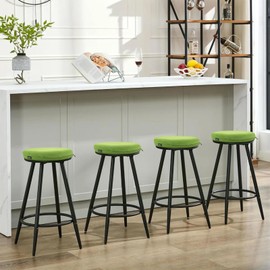 BUYUE Memory Foam Seat Cushion, Dia 13" Soft Velvet Round Stool Cushion Anti-Slip Chair Pads, S, Green