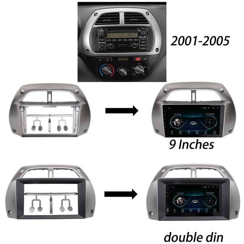 DKMUS 9 Inches + Double Din Radio Dash Trim Kit
