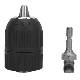 Keyless Drill Chuck Adapter, 1/2-20UNF Keyless Chuck, 2.0-13MM Plastic Shell Hand Tight Drill Chuck, with 1/4 Hex Connecting Rod, Quick Change Adapter Conversion Tool for Industry