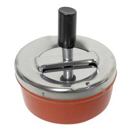 2 Pack Round Push Down Ashtray with Spinning Tray Retro Style (Red)