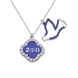 BAUNA Sorority Jewelry Rhinestone Earring Beaded Bracelet Zeta Greek Gift Finer Women Necklace (Rhinestone Necklace)