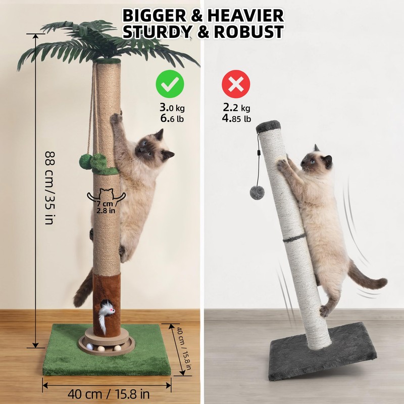 Fantasreen Cat Scratching Post 35'' Tall with Toy Mouse for