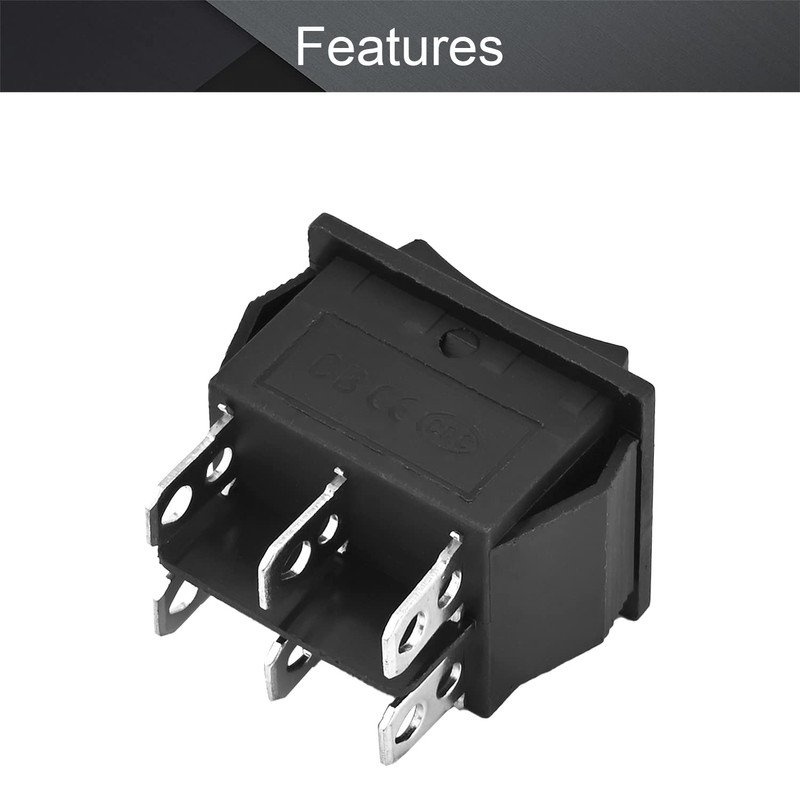 Fielect KCD4 ON/Off/ON Boat Rocker Switch DPDT 6 Pin 3