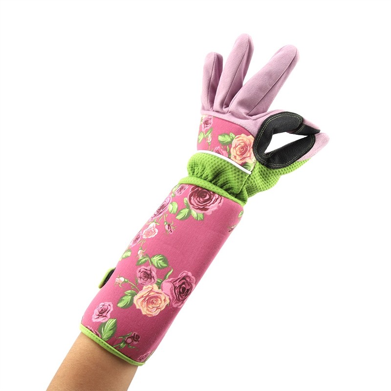 Long Rose Pruning Gardening Gloves Puncture Resistant Work Yard Glove(Pink)