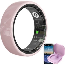 Yihou Smart Rings for Women Ladies Heart Rate Monitor Sleep Tracker Stress Monitor Mens Fitness Rings Pedometer Step Counter Gesture Control Intelligent Health Couple Ring Pink