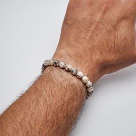 Handgefertigtes 8-mm-Edelstein-Perlenarmband für Männer und Frauen, elastisch | Kristallheilstein Blauer Türkis, Lapislazuli, Rosa, Schwarz, Rot, Grau, Grüner Achat (Kiwi-Jaspis)