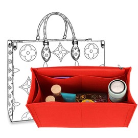 D.DUO Bag Purse Organizer With Zipper, Tote Organizer Insert For LV ONTHEGO (Red, M)
