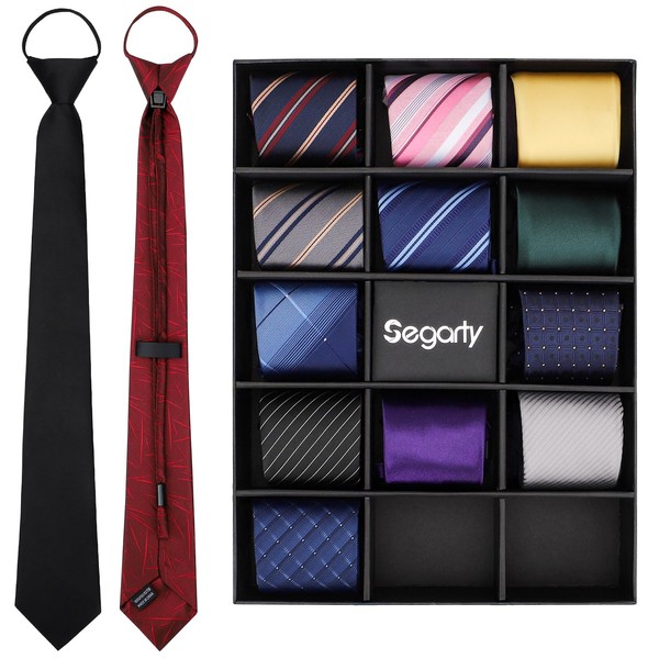 Segarty Men's Tie Set, 14 Pcs Stripe Solid Assorted Neck