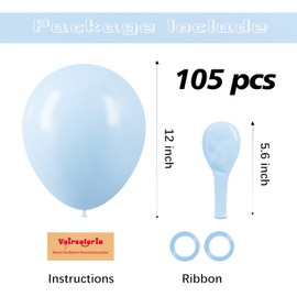 Voircoloria 105pcs Baby Blue Balloons 12inch Party Latex Balloons for Birthday Graduation Baby Shower Anniversary New Year Holiday Party Decorations