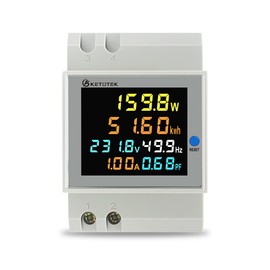 KETOTEK Electricity Meter, DIN Rail, 1 Phase, Digital Single-Phase Energy Meter, DIN Rail, AC40-300V 100A, AC Meter KWh Meter, Ammeter, Voltmeter Type CT