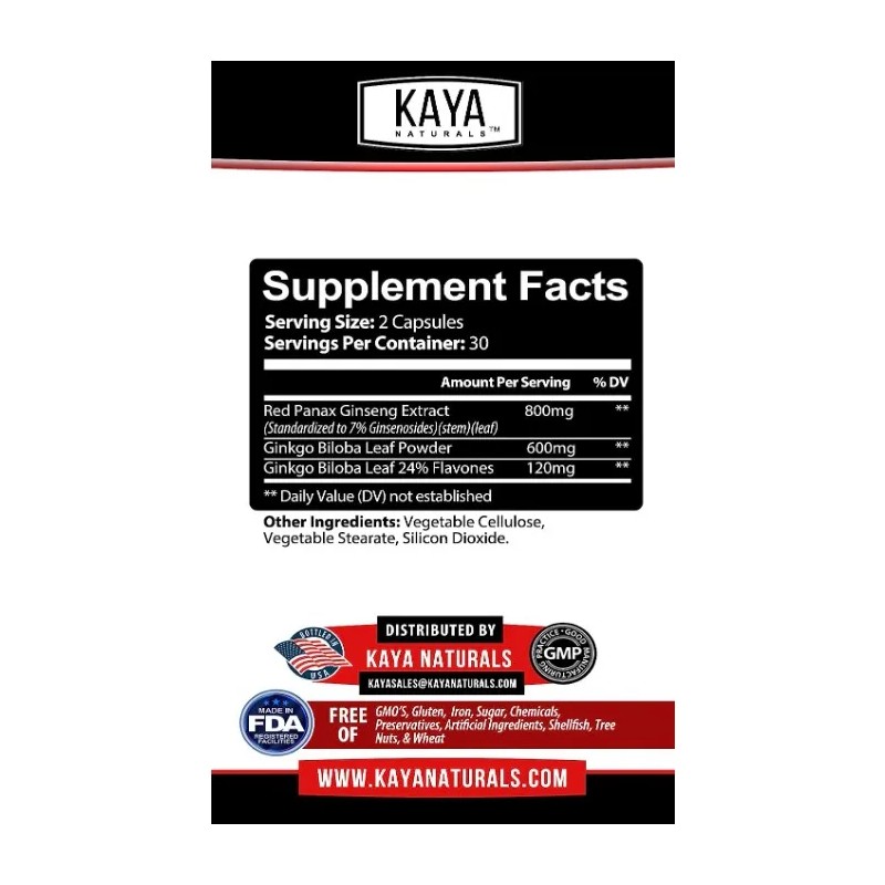 Ginseng + Ginkgo 1520mg Apoyo Cerebral (60 Caps) Americano Sin