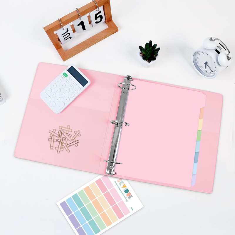 SKYDUE 1 Inch 3 Ring Binder with 8 Tab Dividers