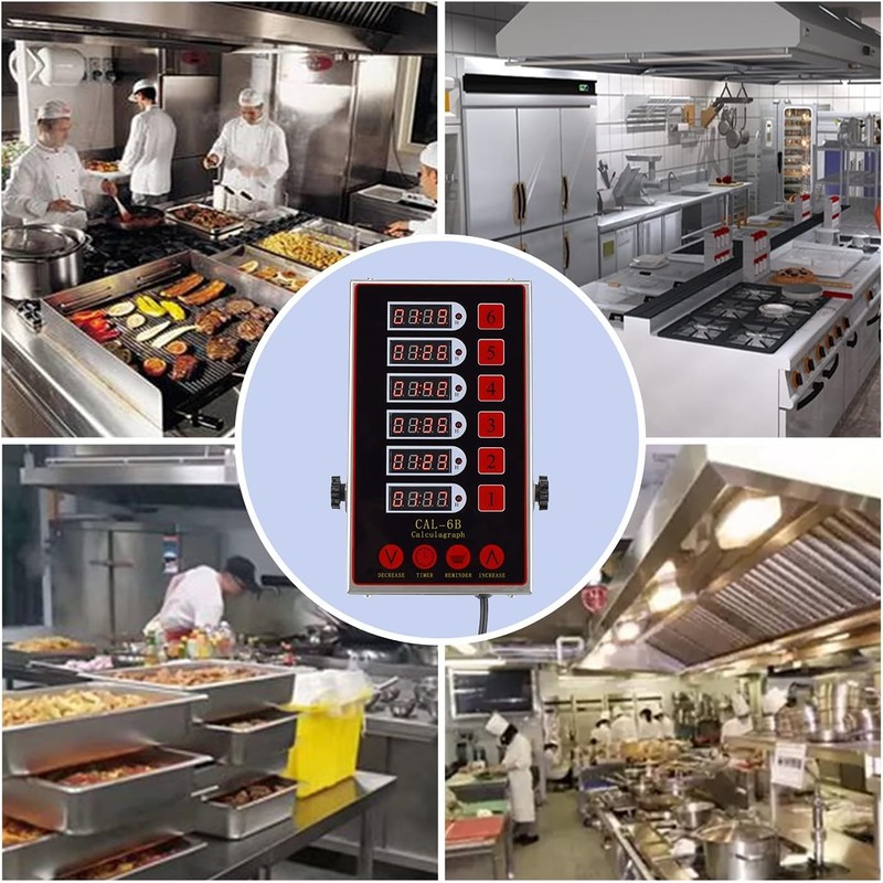 NJTFHU Commercial Kitchen 6-Channel Timer Digital Cooking Timer Reminder with