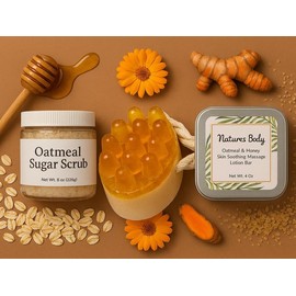 Oatmeal Emulsifying Sugar Scrub Bundle for Soft Supple Skin with Oatmeal Soap & Lotion Bar