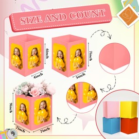 Spiareal 8 Pcs Table Centerpieces Box 6 x 4 Inch and 7 x 5 Inch Picture Display Reusable Photo Props Box Photo Centerpieces Decor Congrats for Birthday Wedding Party Favor Supplies Picture(Multicolor)