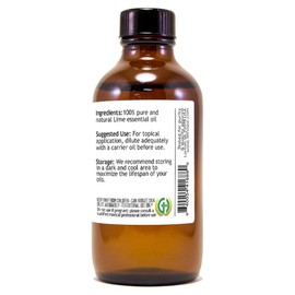 GreenHealth Lime - 4 fl oz (118 ml) Glass Bottle with Cap - 100% Pure Essential Oil
