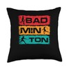 Retro Badminton | Racket Shuttlecock | Badminton Player Throw Pillow