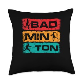 Retro Badminton | Racket Shuttlecock | Badminton Player Throw Pillow