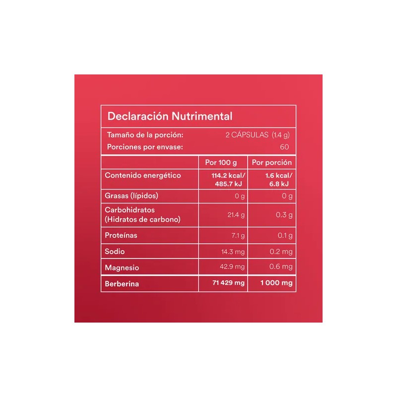 Suplemento Berberina Pura Wu Nutrition 120 Capsulas Sin sabor Para