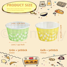 Pack of 100 Paper Muffin Cases Baking Cups Paper Cupcake Cases Muffin Cupcake Moulds for Birthday Wedding Party (Yellow and Green)