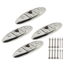 Jecoupoon 4-1/2" 5" 6" 8" Marine Boat Dock Cleats 316 Stainless Flip Up Cleats Folding Cleat with Screws and Nuts (5" 4pcs)