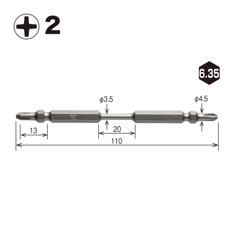 Vessel Slender Torsion Bit +2 x 3.5 x 110 mm