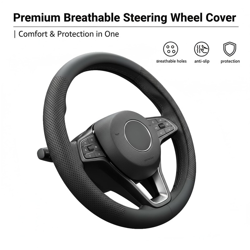 Leather Steering Wheel Cover for Chevy Silverado 1500 2500 3500,