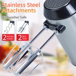 HousesAid 200W Hand Mixer, Lightweight Electric Mixer with Turbo Function, 5-Speed Handheld Mixer for Whipping, Folding, and Dough Kneading, Compact Storage with Attachments,black