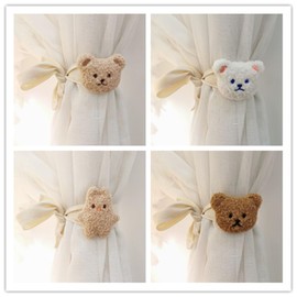 champracer Pack of 2 Cartoon Animals Curtain Clips, Cute Curtain Holder Rope, Curtain Holder Clips for Bedroom, Children's Room Decoration (Coffee Bear, 80 cm)