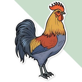Extra Large 460mm 'Colorful Cockerel' Permanent Sticker Decal for Cars/Windows/Bins/Walls (DW00115267)
