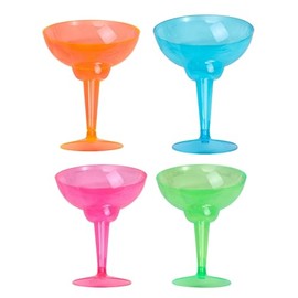 12Pcs Margarita Cup, Assorted Neon Color, 4 Colors (Pink, Green, Blue, Orange)