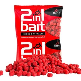 Fjuka 2in1 FatBoys - 10mm Hook Bait. The soft feed pellet & attractant (red)