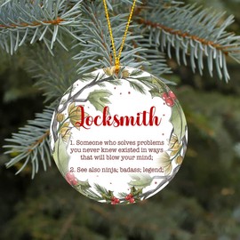 2021 Christmas Ornaments Job Work Locksmith Gifts Holiday Ornament Party Present Decorative Congrats On New Job Good Luck Present Ideas Family Present Keepsake 3"