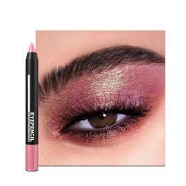 Pink Shimmer Eyeshadow Pencil Cream Eye Shadow, Gold Glitter Eyeshadows Stick Crayon Brightener Pen, Smooth Shiny Highly Pigmented Easy to Apply Eye Make up