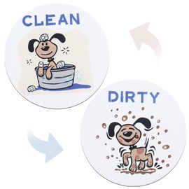 Dishwasher Clean Dirty Magnet Sign, Funny Dog Reversible Double-Sided Flip Clean Dirty Dish Washer Indicator Magnet with Adhesive Metal Plate for Kitchen Refrigerator Laundry Room Accessories