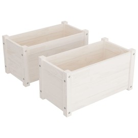 Gecheer Garden Planters 2 pcs White 23.6"x12.2"x12.2" Solid Wood Pine